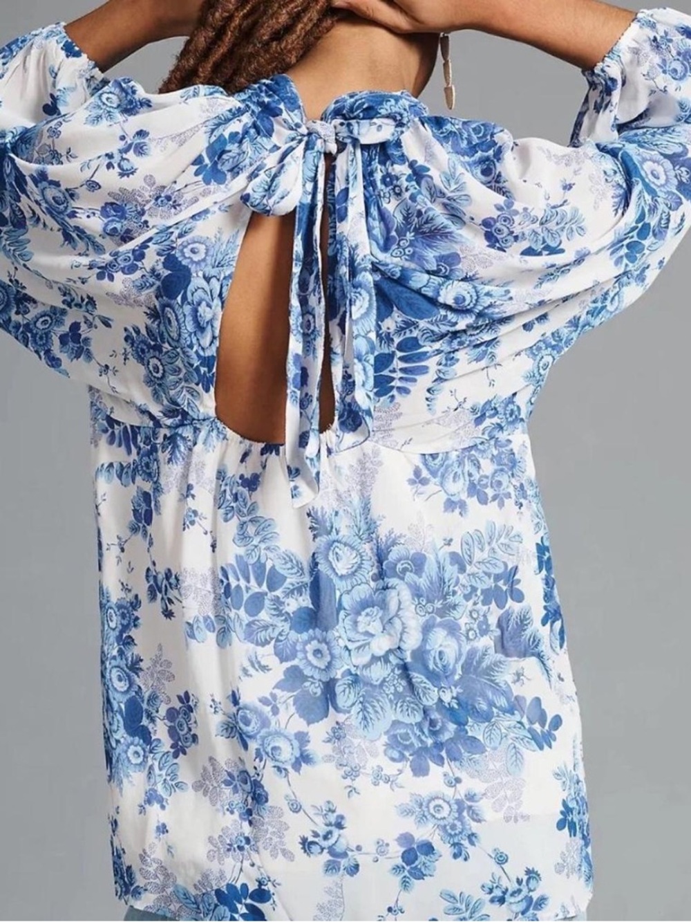 Maeve Women's Blue and White Blouse